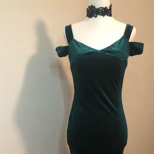 Green off the should dress